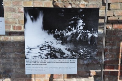 Opernplatze (now bebelplatz) 10 may 1933 students burned thousands of books. exhibition the  Topography of Terror