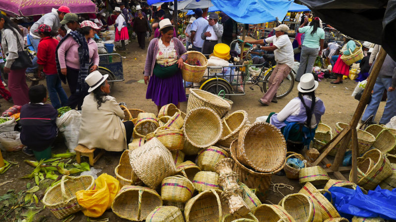Baskets for sale, Paute, Ecuador, 2011