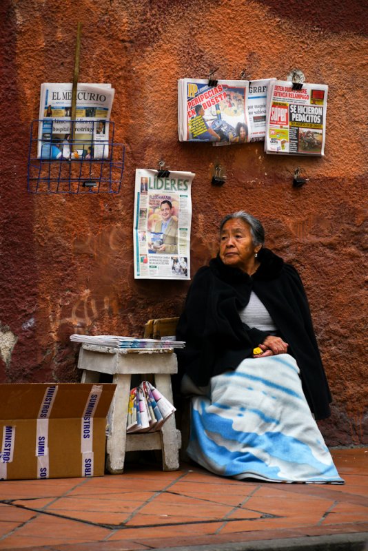 Newspaper vendor, Cuenca, Ecuador, 2011