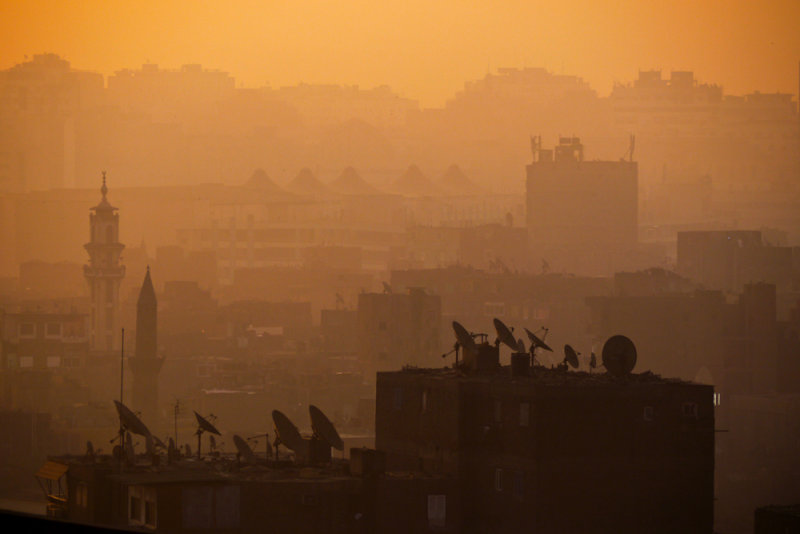 Dishes at dawn, Cairo, Egypt, 2011