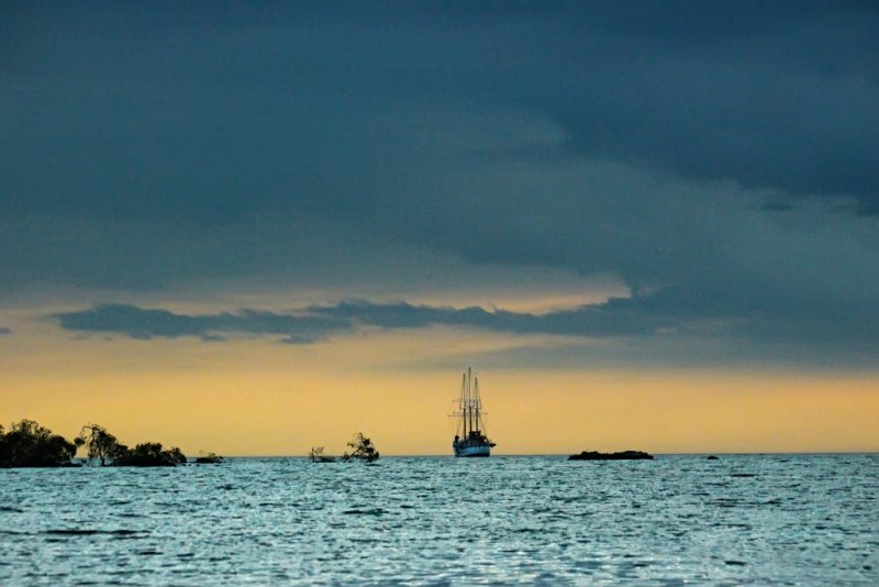 Tall ship off Elizabeth Bay, Isabela Island, The Galapagos, Ecuador, 2012