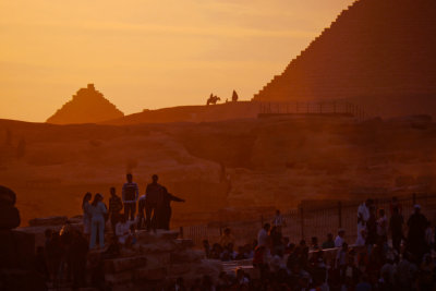 Celebrating history at the Pyramids, Cairo, Egypt, 2011