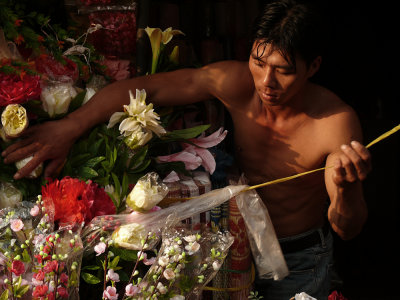 Flower arranger, Long Xuyen, Vietnam, 2008