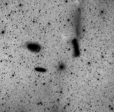 Leo Triplet showing galactic integrated flux nebula inverted image