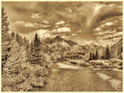 Kananaskis River - Mt. Lorette (hdr sepia)