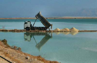 reflection of a truck working at the Dead Sea.JPG