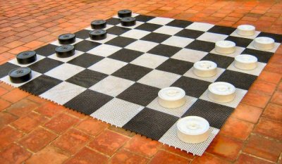 A big checkers board in hotel's yard.jpg