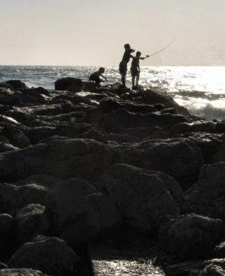 A Silhouette Of Children Fishing  .JPG