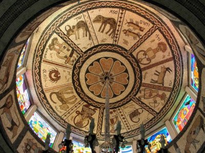 The Zodiac Painted  Under Tunisian (Or Tora)  Synagogue Dome.JPG