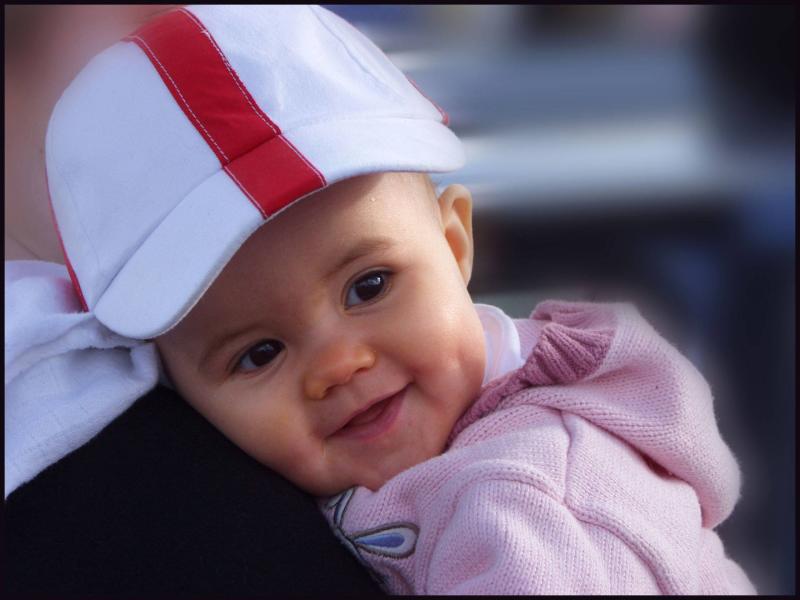 Sophia watcing daddy Karting