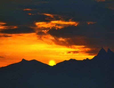 Dramatic sunrise over the Alps