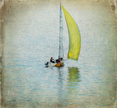 The sail was waving in the wind.<br> Now whether it was waving hello or goodbye, I do not know