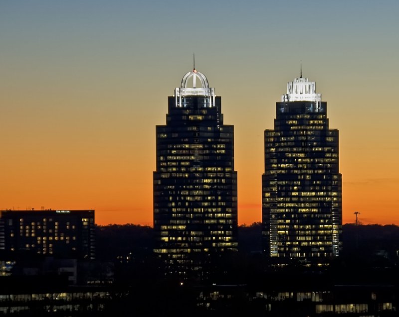 Sunset Behind The King And Queen Buildings Atlanta Georgia Photo