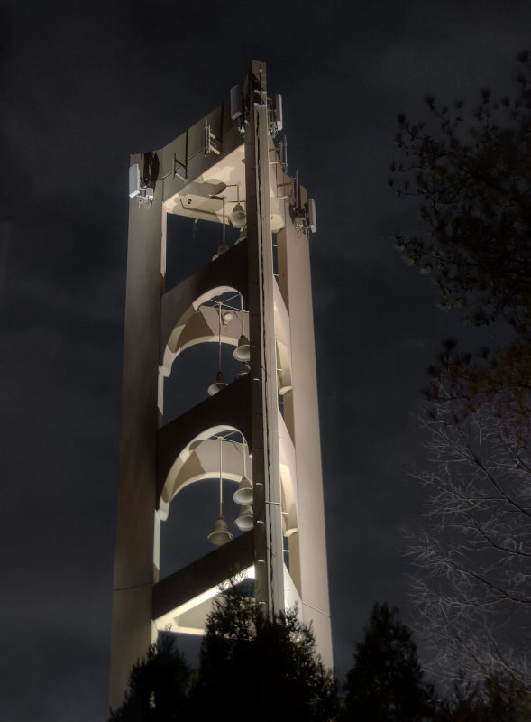 All saints catholic church bell tower night shot dunwoody georgia