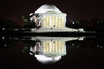 jefferson memorial and lake reflection