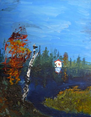Muskoka Impression, oil on 18 x 24 canvas panel. My very first painting in 1962