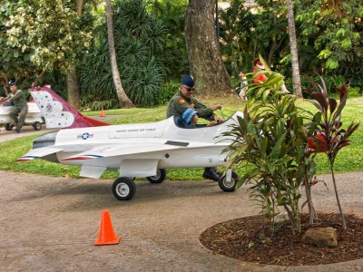 Mini-Thunderbirds for kids to ride in