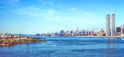 Ellis Island is on the left
