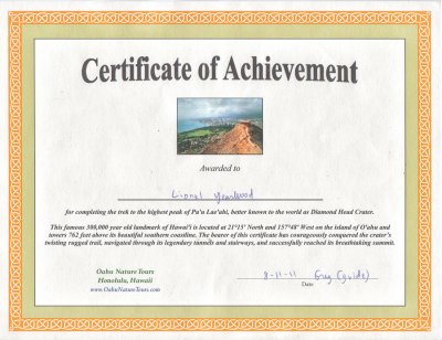 Certificate of Achievement award
