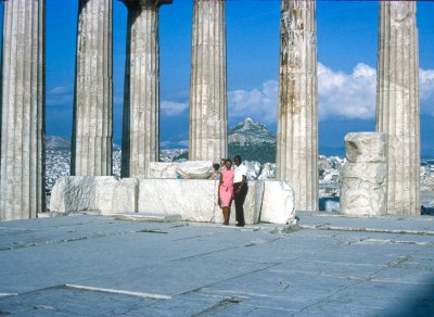 Columns of the Parthenon - in rear is Mt. Lycabettus