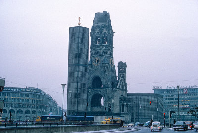 Bomb damaged Kaiser Wilhelm Memorial Church in West Berlin