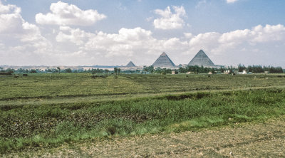 Pyramids from Nile Valley on way back to Cairo