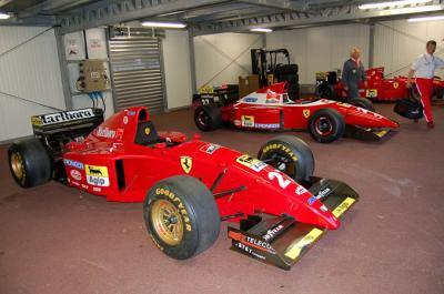 historic ferrari's in the monaco pits