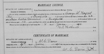 George W Boyett Marriage 1890 AR