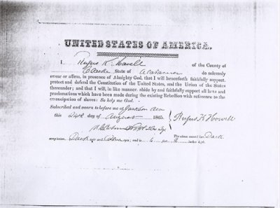 Rufus King Howell 1865 oath