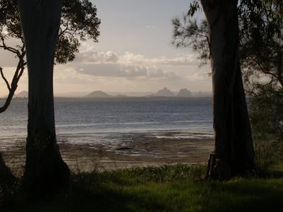 Glass House Mountains from Bribie Island