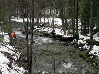 Big Creek creek crossing-wading