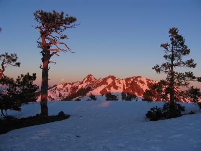 Ancient trees, snowfields, red rock,  and sunrises all etched in time.