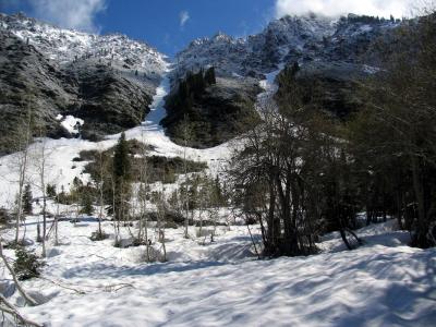 Canyon walls and avalanche chutes