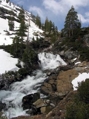 Emerald Lake's outlet waterfall