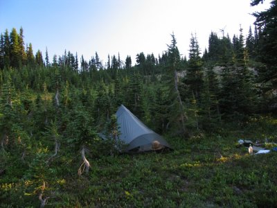 My dry camp at north end of Goat Rocks Wilderness