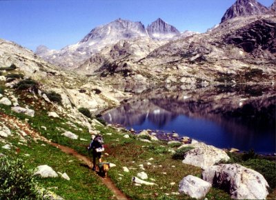 Dr. Bob and Tuck'r hiking the CDT in the Wind River Range