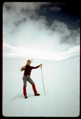 Paul Sven Stoverski and his vintage ski gear on Mt Shasta