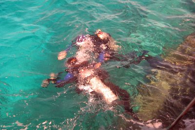 Jacklyn & Kim heading  out to the reef