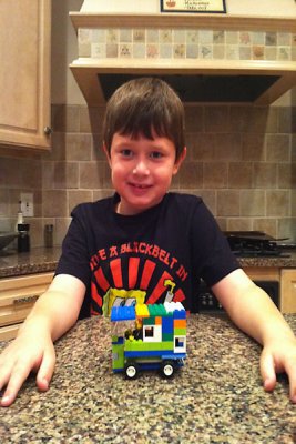 David with his Lego vehicle