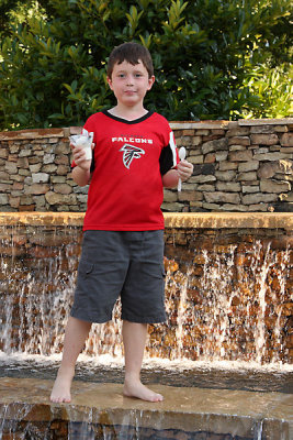 David enjoys ice cream at the Clemson water park