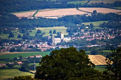 Wells and Cathedral from Glastonbury Tor