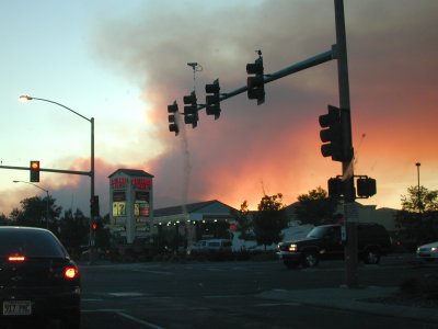 driving west toward town