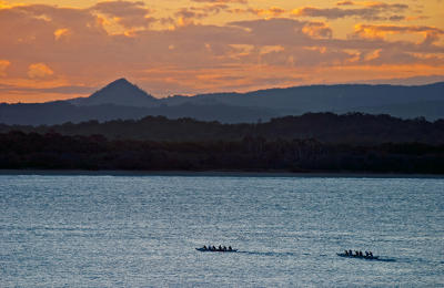 Dragon boats on Laguna Bay Noosa