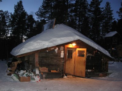 We slept in this warm hut, where heat is supplied automatically...