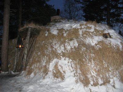 Some slept here, a typical Lappish Hut, where they have to make Fire themselves