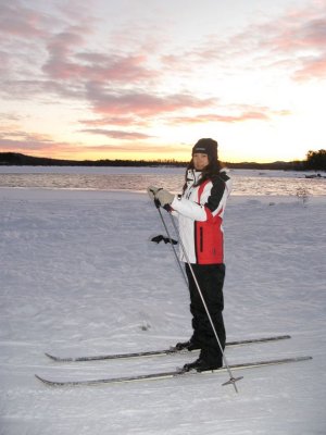 First time to practise the cross-country skiing...