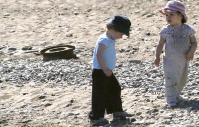 playing in the sand