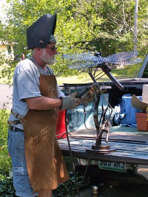 field repair in Phyllis's driveway