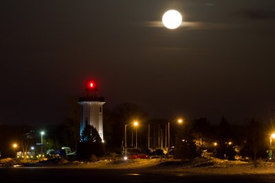 Full moon and Fond du Lac Lighthouse