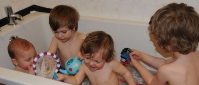 Bath time with the cuzzies
